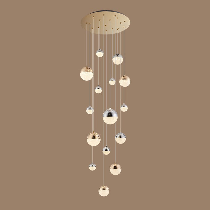 Silver-Gold Globe Multi Pendant Light Minimalist 15-Head Acrylic Bubbles Hanging Light Fixture Clearhalo 'Ceiling Lights' 'Modern Pendants' 'Modern' 'Pendant Lights' 'Pendants' Lighting' 2592881