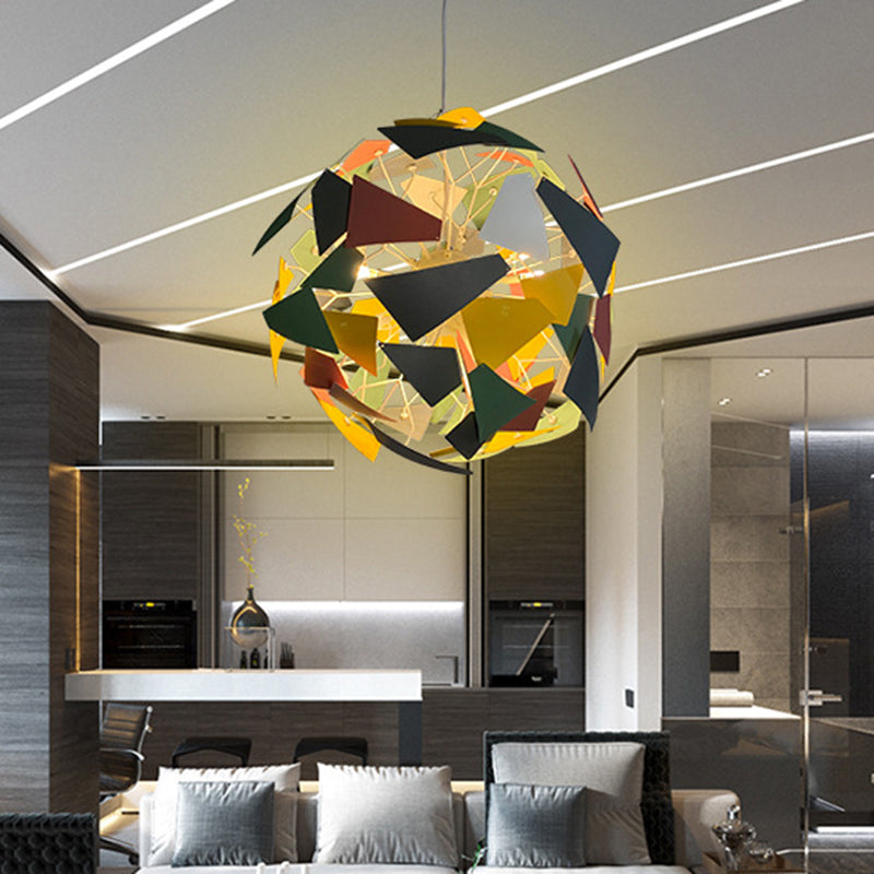 Camouflage Spherical Ceiling Pendant Light Metallic Industrial Multi Light Living Room Lighting Fixture Clearhalo 'Art Deco Pendants' 'Cast Iron' 'Ceiling Lights' 'Ceramic' 'Crystal' 'Industrial Pendants' 'Industrial' 'Metal' 'Middle Century Pendants' 'Pendant Lights' 'Pendants' 'Tiffany' Lighting' 259289