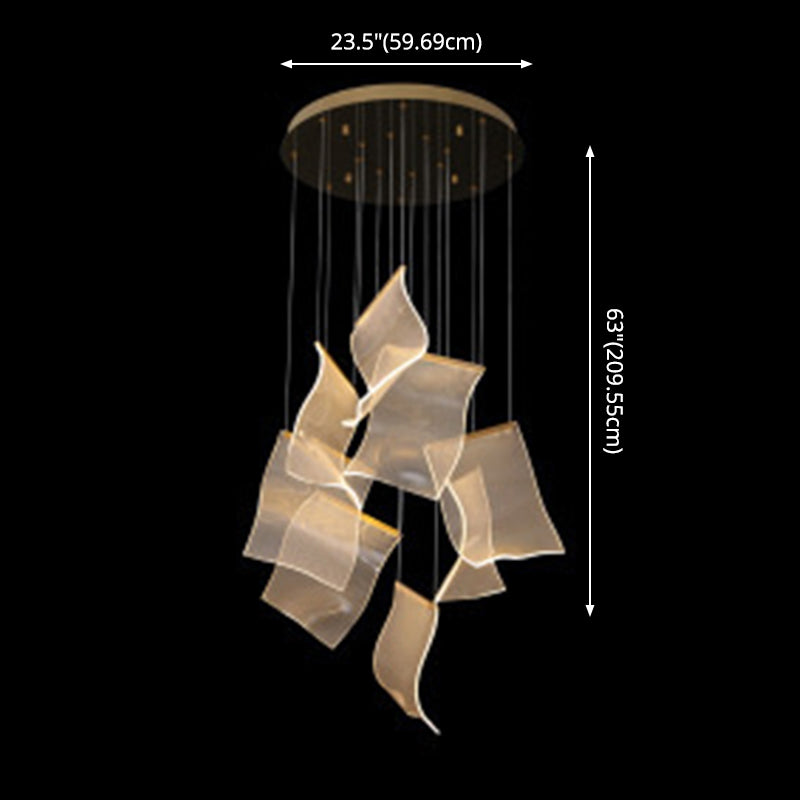 Creative Minimalist LED Ceiling Light Brass Finish Paper Sheet Inspired Multi-Light Pendant with Acrylic Shade Clearhalo 'Ceiling Lights' 'Modern Pendants' 'Modern' 'Pendant Lights' 'Pendants' Lighting' 2592925