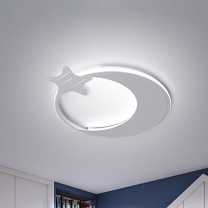 White Moon and Star Flush Mounted Light Modernism Led Ceiling Flush Light in Warm/White Light White White Clearhalo 'Ceiling Lights' 'Close To Ceiling Lights' 'Close to ceiling' 'Flush mount' Lighting' 259294
