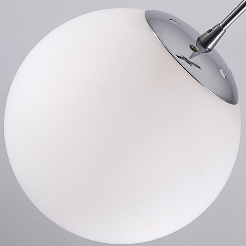 Cream Glass Spherical Multi Pendant Chandelier Simplicity Silver Ceiling Hang Lamp for Lobby Stairs Clearhalo 'Ceiling Lights' 'Modern Pendants' 'Modern' 'Pendant Lights' 'Pendants' Lighting' 2592946