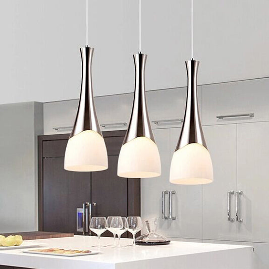 Silver Funnel Shaped Hanging Light Fixture Modern Style White Glass Multi Pendant for Diner Clearhalo 'Ceiling Lights' 'Modern Pendants' 'Modern' 'Pendant Lights' 'Pendants' Lighting' 2592947