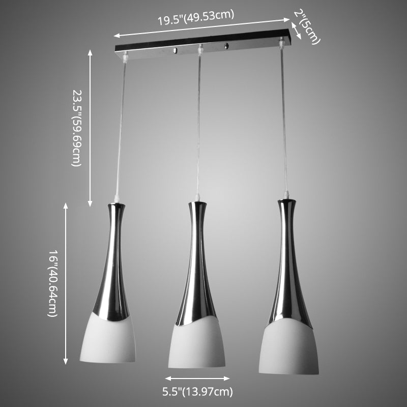 Silver Funnel Shaped Hanging Light Fixture Modern Style White Glass Multi Pendant for Diner Clearhalo 'Ceiling Lights' 'Modern Pendants' 'Modern' 'Pendant Lights' 'Pendants' Lighting' 2592953