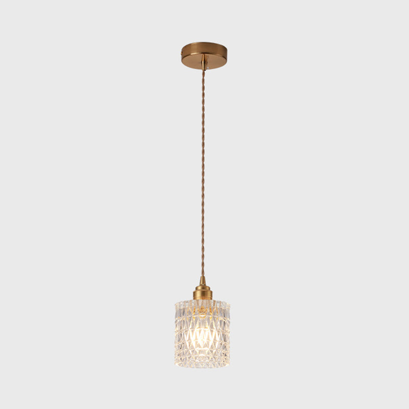 Modern Style Small Pendant Lamp Clear Glass Single-Bulb Bedside Pendulum Light in Brass Brass Trellis Clearhalo 'Ceiling Lights' 'Modern Pendants' 'Modern' 'Pendant Lights' 'Pendants' Lighting' 2592956