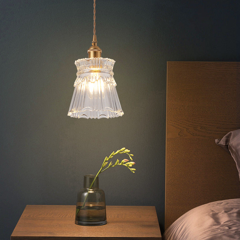 Modern Style Small Pendant Lamp Clear Glass Single-Bulb Bedside Pendulum Light in Brass Clearhalo 'Ceiling Lights' 'Modern Pendants' 'Modern' 'Pendant Lights' 'Pendants' Lighting' 2592957