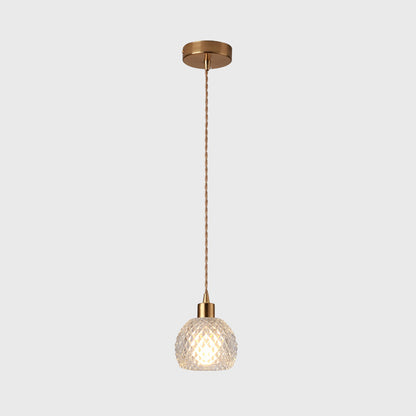 Modern Style Small Pendant Lamp Clear Glass Single-Bulb Bedside Pendulum Light in Brass Brass Dome Clearhalo 'Ceiling Lights' 'Modern Pendants' 'Modern' 'Pendant Lights' 'Pendants' Lighting' 2592959