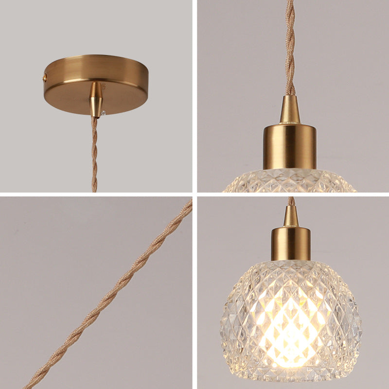 Modern Style Small Pendant Lamp Clear Glass Single-Bulb Bedside Pendulum Light in Brass Clearhalo 'Ceiling Lights' 'Modern Pendants' 'Modern' 'Pendant Lights' 'Pendants' Lighting' 2592962