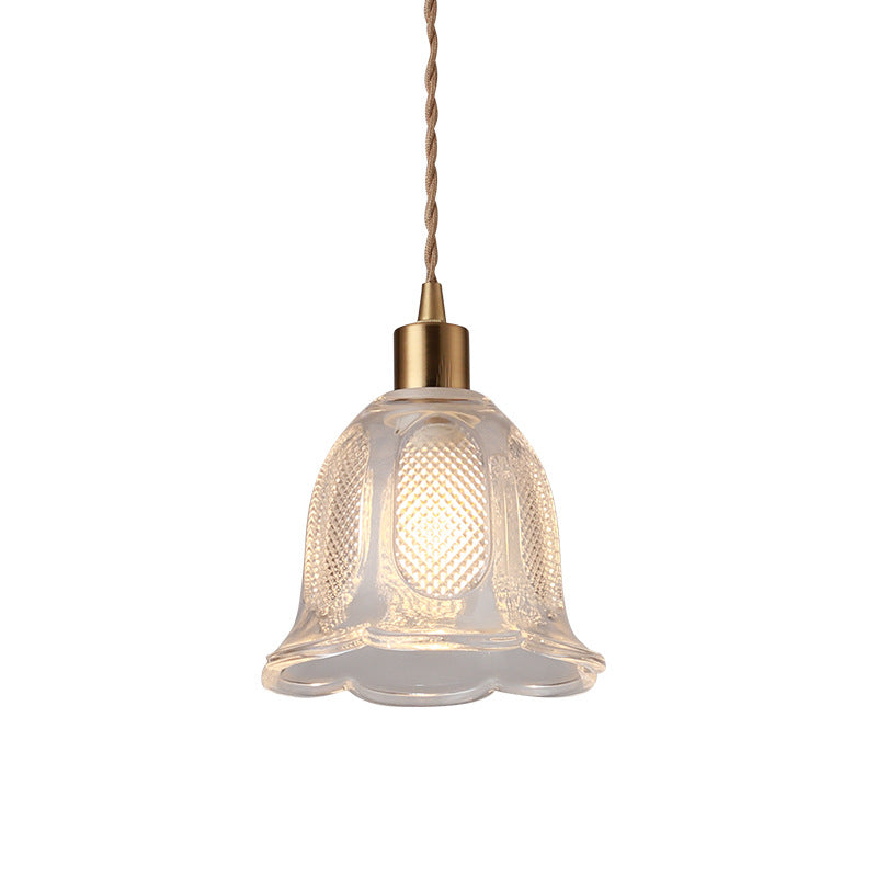 Modern Style Small Pendant Lamp Clear Glass Single-Bulb Bedside Pendulum Light in Brass Clearhalo 'Ceiling Lights' 'Modern Pendants' 'Modern' 'Pendant Lights' 'Pendants' Lighting' 2592963
