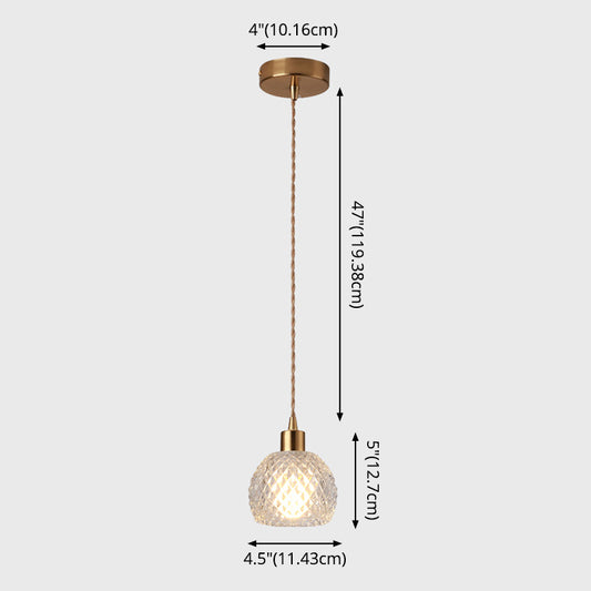 Modern Style Small Pendant Lamp Clear Glass Single-Bulb Bedside Pendulum Light in Brass Clearhalo 'Ceiling Lights' 'Modern Pendants' 'Modern' 'Pendant Lights' 'Pendants' Lighting' 2592970
