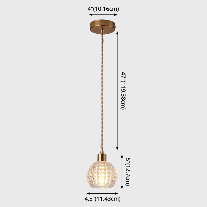 Modern Style Small Pendant Lamp Clear Glass Single-Bulb Bedside Pendulum Light in Brass Clearhalo 'Ceiling Lights' 'Modern Pendants' 'Modern' 'Pendant Lights' 'Pendants' Lighting' 2592971