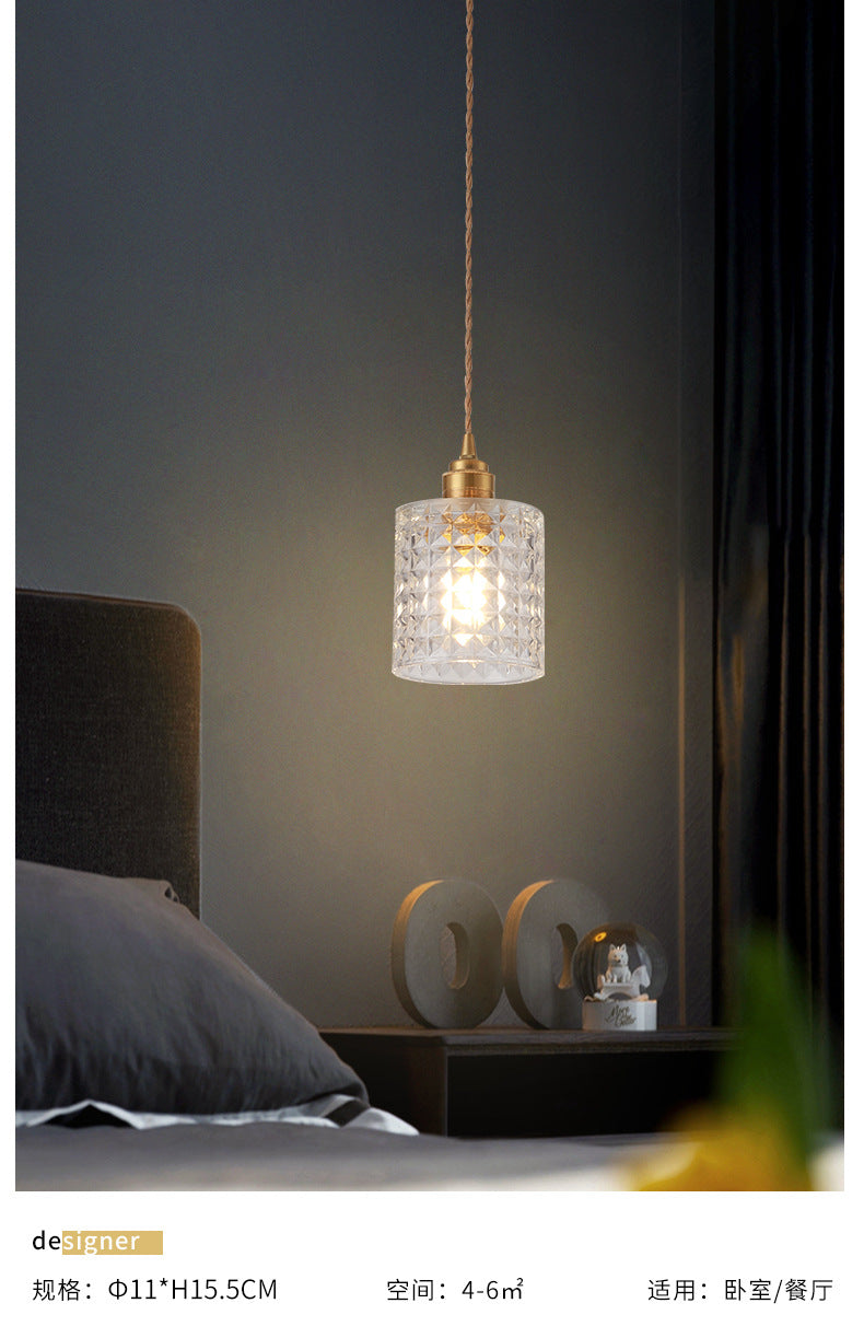Modern Style Small Pendant Lamp Clear Glass Single-Bulb Bedside Pendulum Light in Brass Clearhalo 'Ceiling Lights' 'Modern Pendants' 'Modern' 'Pendant Lights' 'Pendants' Lighting' 2592976