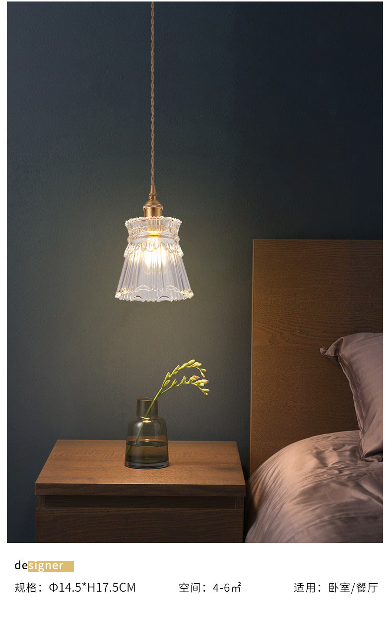 Modern Style Small Pendant Lamp Clear Glass Single-Bulb Bedside Pendulum Light in Brass Clearhalo 'Ceiling Lights' 'Modern Pendants' 'Modern' 'Pendant Lights' 'Pendants' Lighting' 2592978