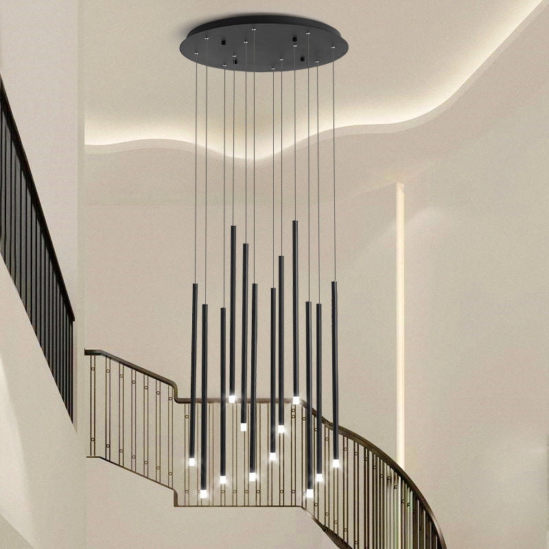 LED Sticks Pendant Lighting Minimalistic Metal Staircase Ceiling Suspension Lamp with Acrylic Shade Clearhalo 'Ceiling Lights' 'Modern Pendants' 'Modern' 'Pendant Lights' 'Pendants' Lighting' 2592979