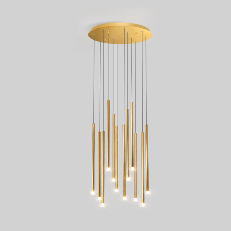 LED Sticks Pendant Lighting Minimalistic Metal Staircase Ceiling Suspension Lamp with Acrylic Shade 12 Gold Clearhalo 'Ceiling Lights' 'Modern Pendants' 'Modern' 'Pendant Lights' 'Pendants' Lighting' 2592981