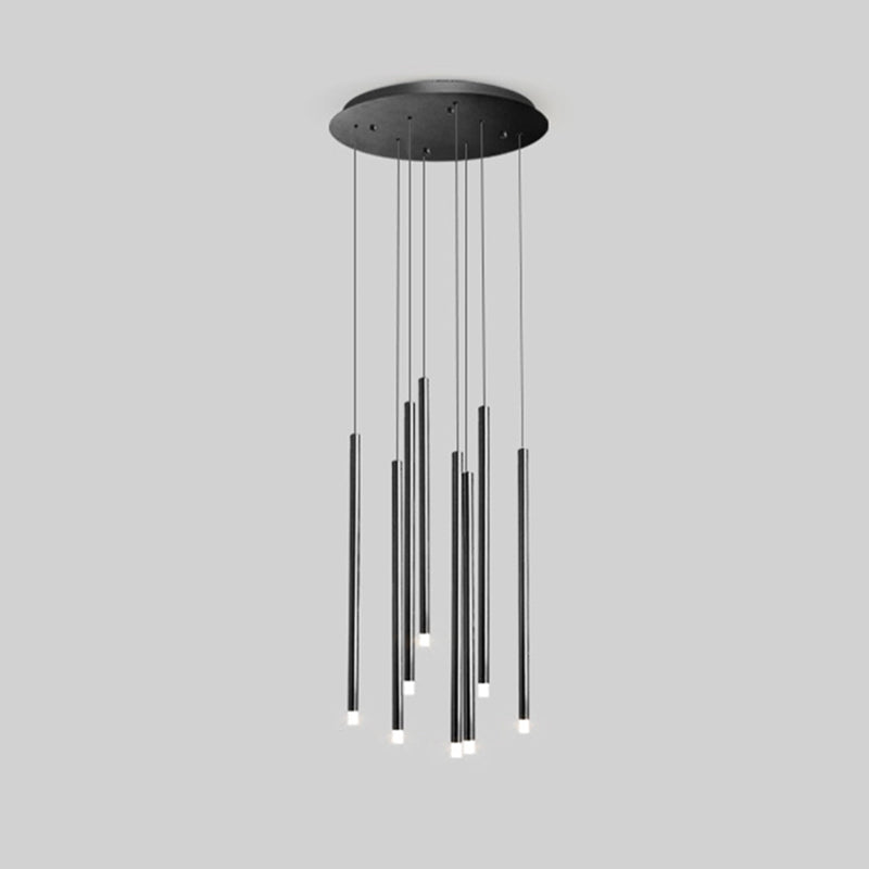 LED Sticks Pendant Lighting Minimalistic Metal Staircase Ceiling Suspension Lamp with Acrylic Shade 8 Black Clearhalo 'Ceiling Lights' 'Modern Pendants' 'Modern' 'Pendant Lights' 'Pendants' Lighting' 2592983
