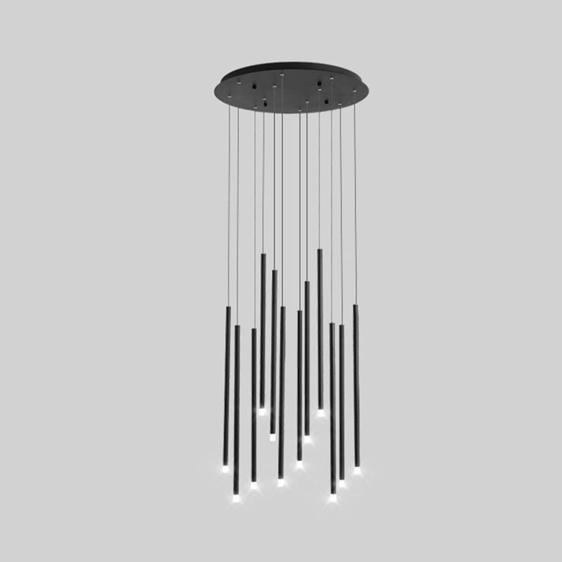 LED Sticks Pendant Lighting Minimalistic Metal Staircase Ceiling Suspension Lamp with Acrylic Shade 12 Black Clearhalo 'Ceiling Lights' 'Modern Pendants' 'Modern' 'Pendant Lights' 'Pendants' Lighting' 2592985