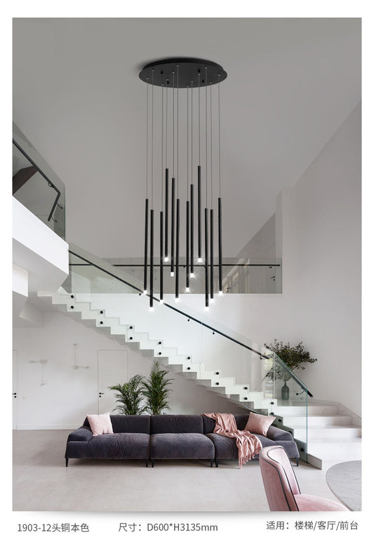 LED Sticks Pendant Lighting Minimalistic Metal Staircase Ceiling Suspension Lamp with Acrylic Shade Clearhalo 'Ceiling Lights' 'Modern Pendants' 'Modern' 'Pendant Lights' 'Pendants' Lighting' 2592997