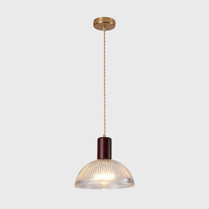 Ribbed Glass Shade Hanging Lamp Simple Style Single-Bulb Pendant Light Fixture for Bedroom Brown Bowl Clearhalo 'Ceiling Lights' 'Modern Pendants' 'Modern' 'Pendant Lights' 'Pendants' Lighting' 2593002