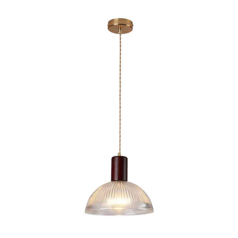 Ribbed Glass Shade Hanging Lamp Simple Style Single-Bulb Pendant Light Fixture for Bedroom Clearhalo 'Ceiling Lights' 'Modern Pendants' 'Modern' 'Pendant Lights' 'Pendants' Lighting' 2593006
