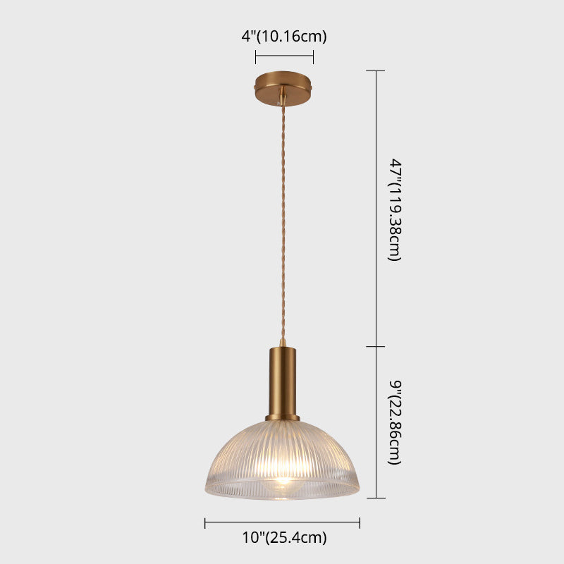 Ribbed Glass Shade Hanging Lamp Simple Style Single-Bulb Pendant Light Fixture for Bedroom Clearhalo 'Ceiling Lights' 'Modern Pendants' 'Modern' 'Pendant Lights' 'Pendants' Lighting' 2593008