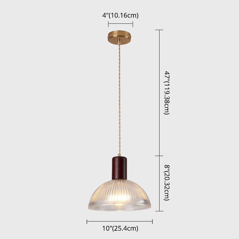 Ribbed Glass Shade Hanging Lamp Simple Style Single-Bulb Pendant Light Fixture for Bedroom Clearhalo 'Ceiling Lights' 'Modern Pendants' 'Modern' 'Pendant Lights' 'Pendants' Lighting' 2593009