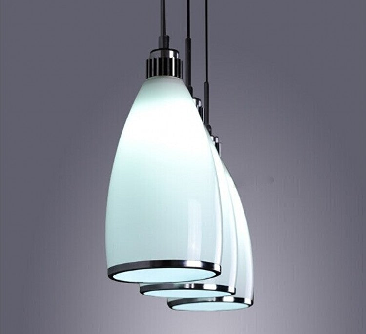 Satin Opal Glass Cluster Bell Pendant Minimalist 3-Light Chrome Suspension Light for Dining Room Clearhalo 'Ceiling Lights' 'Modern Pendants' 'Modern' 'Pendant Lights' 'Pendants' Lighting' 2593025