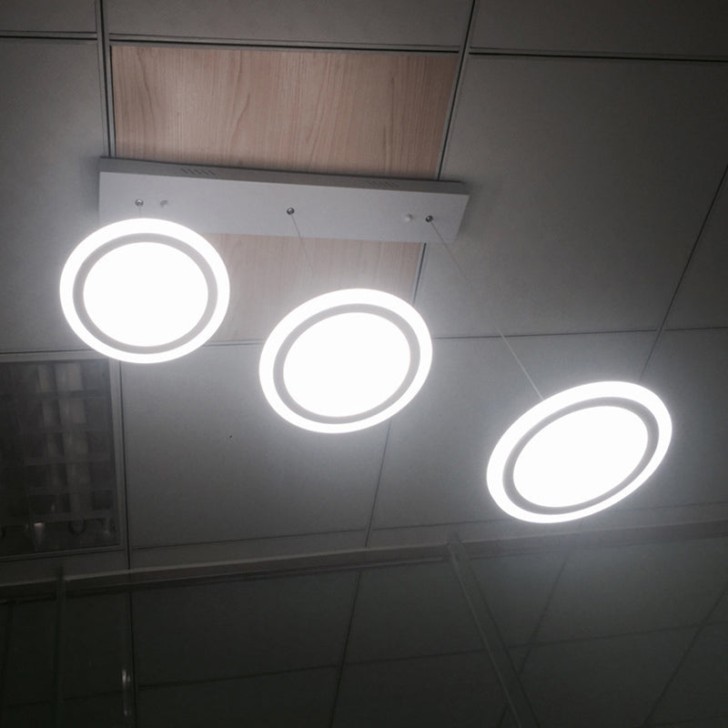 LED Circles Suspension Lighting Minimalist Acrylic Stairs Diner Multi-Light Pendant in White Clearhalo 'Ceiling Lights' 'Modern Pendants' 'Modern' 'Pendant Lights' 'Pendants' Lighting' 2593032