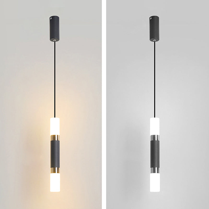 Black Finish Tube Pendant Lamp Modern 1-Head Acrylic LED Ceiling Light Fixture for Bedroom Black A Clearhalo 'Ceiling Lights' 'Modern Pendants' 'Modern' 'Pendant Lights' 'Pendants' Lighting' 2593036