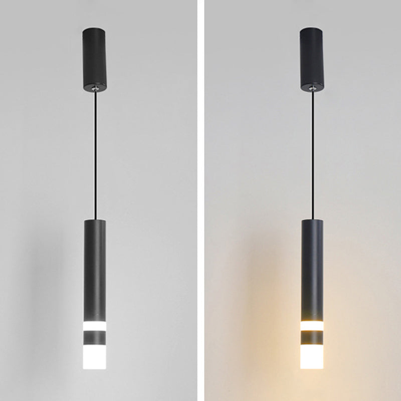 Black Finish Tube Pendant Lamp Modern 1-Head Acrylic LED Ceiling Light Fixture for Bedroom Black C Clearhalo 'Ceiling Lights' 'Modern Pendants' 'Modern' 'Pendant Lights' 'Pendants' Lighting' 2593039