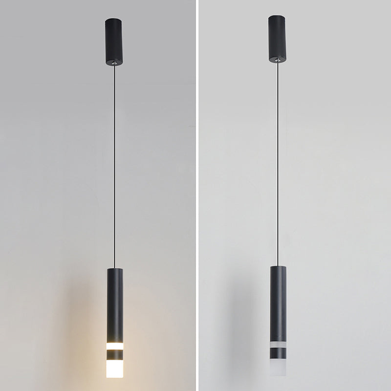 Black Finish Tube Pendant Lamp Modern 1-Head Acrylic LED Ceiling Light Fixture for Bedroom Clearhalo 'Ceiling Lights' 'Modern Pendants' 'Modern' 'Pendant Lights' 'Pendants' Lighting' 2593045
