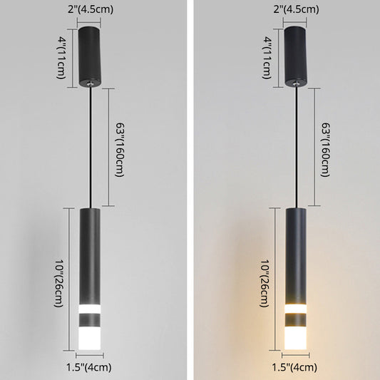 Black Finish Tube Pendant Lamp Modern 1-Head Acrylic LED Ceiling Light Fixture for Bedroom Clearhalo 'Ceiling Lights' 'Modern Pendants' 'Modern' 'Pendant Lights' 'Pendants' Lighting' 2593046