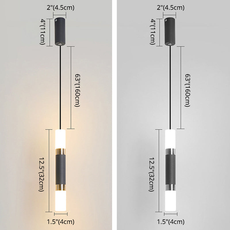 Black Finish Tube Pendant Lamp Modern 1-Head Acrylic LED Ceiling Light Fixture for Bedroom Clearhalo 'Ceiling Lights' 'Modern Pendants' 'Modern' 'Pendant Lights' 'Pendants' Lighting' 2593047