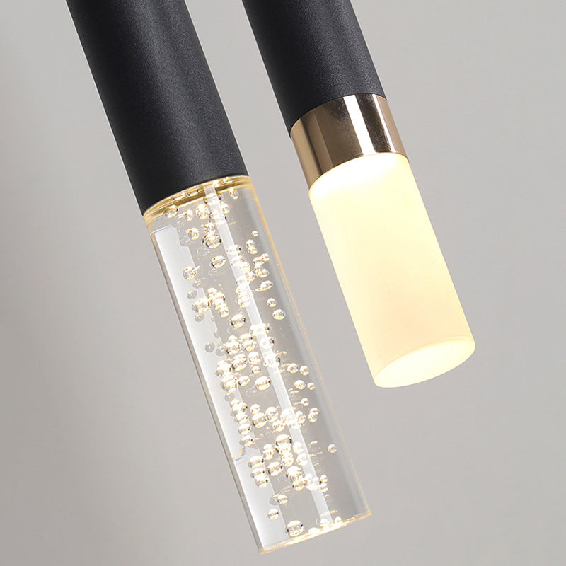 Black Finish Tube Pendant Lamp Modern 1-Head Acrylic LED Ceiling Light Fixture for Bedroom Clearhalo 'Ceiling Lights' 'Modern Pendants' 'Modern' 'Pendant Lights' 'Pendants' Lighting' 2593049