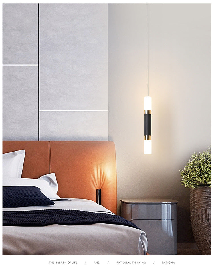 Black Finish Tube Pendant Lamp Modern 1-Head Acrylic LED Ceiling Light Fixture for Bedroom Clearhalo 'Ceiling Lights' 'Modern Pendants' 'Modern' 'Pendant Lights' 'Pendants' Lighting' 2593050