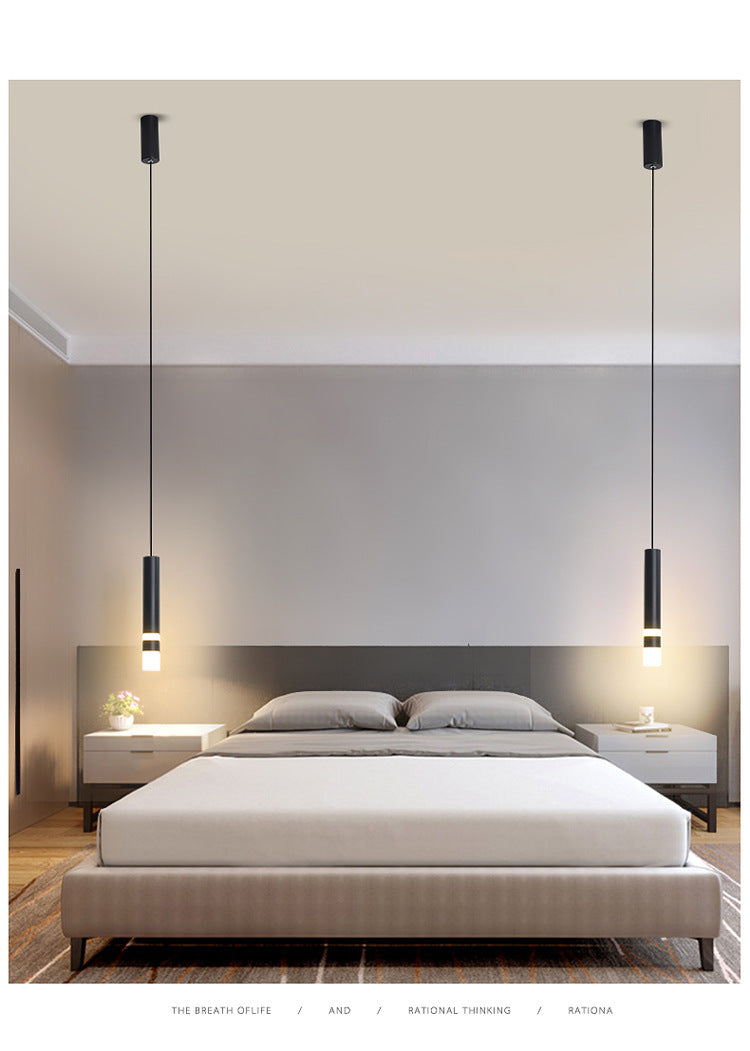 Black Finish Tube Pendant Lamp Modern 1-Head Acrylic LED Ceiling Light Fixture for Bedroom Clearhalo 'Ceiling Lights' 'Modern Pendants' 'Modern' 'Pendant Lights' 'Pendants' Lighting' 2593051
