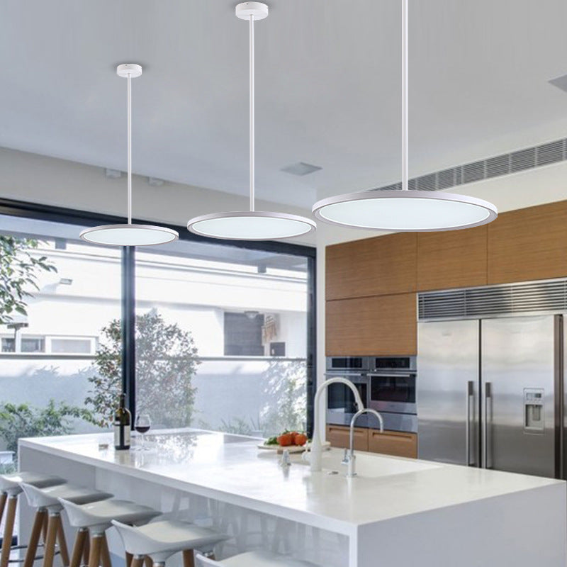 Flat Shade Diner LED Ceiling Light Acrylic Minimalistic Pendant Lighting with Hanging Rod Clearhalo 'Ceiling Lights' 'Modern Pendants' 'Modern' 'Pendant Lights' 'Pendants' Lighting' 2593056