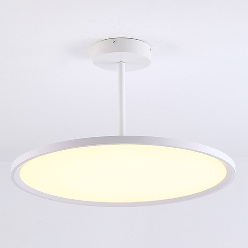 Flat Shade Diner LED Ceiling Light Acrylic Minimalistic Pendant Lighting with Hanging Rod White Warm Clearhalo 'Ceiling Lights' 'Modern Pendants' 'Modern' 'Pendant Lights' 'Pendants' Lighting' 2593057