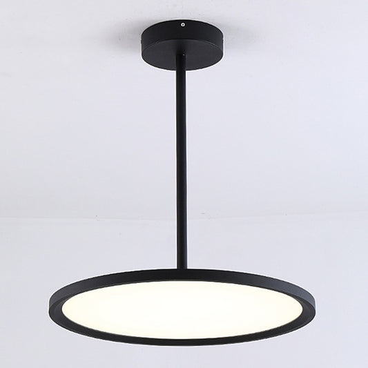 Flat Shade Diner LED Ceiling Light Acrylic Minimalistic Pendant Lighting with Hanging Rod Black Natural Clearhalo 'Ceiling Lights' 'Modern Pendants' 'Modern' 'Pendant Lights' 'Pendants' Lighting' 2593058