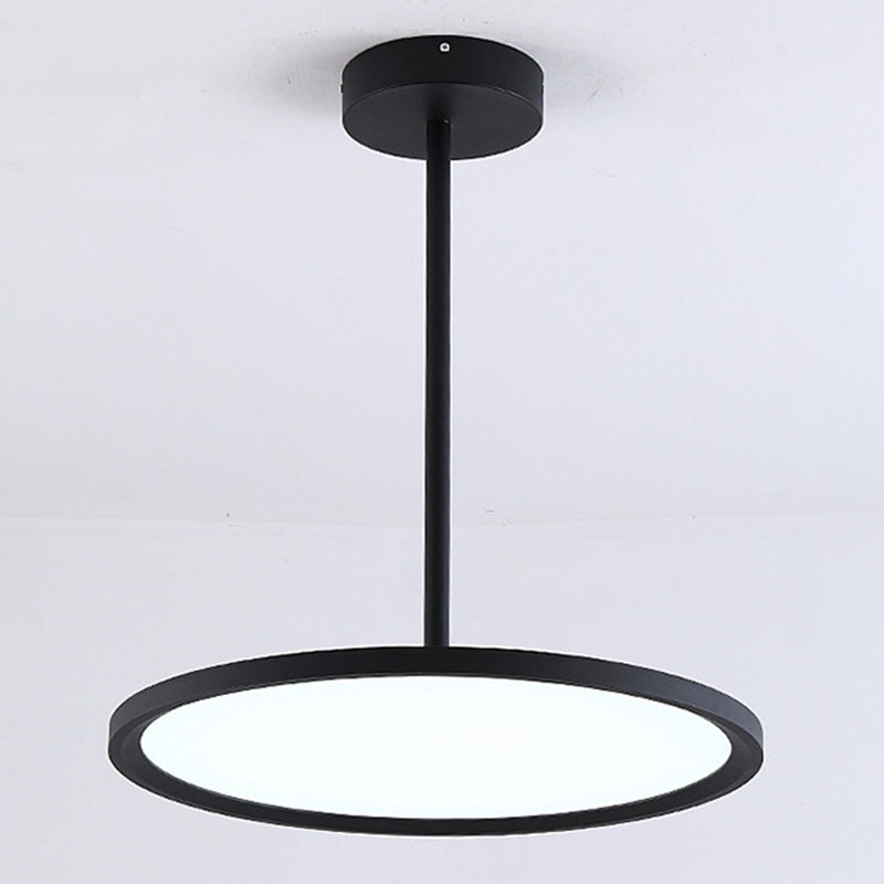 Flat Shade Diner LED Ceiling Light Acrylic Minimalistic Pendant Lighting with Hanging Rod Black White Clearhalo 'Ceiling Lights' 'Modern Pendants' 'Modern' 'Pendant Lights' 'Pendants' Lighting' 2593060
