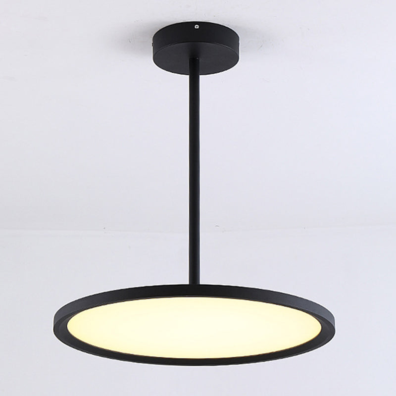 Flat Shade Diner LED Ceiling Light Acrylic Minimalistic Pendant Lighting with Hanging Rod Black Warm Clearhalo 'Ceiling Lights' 'Modern Pendants' 'Modern' 'Pendant Lights' 'Pendants' Lighting' 2593062