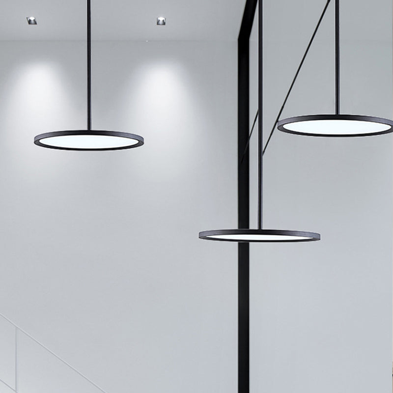 Flat Shade Diner LED Ceiling Light Acrylic Minimalistic Pendant Lighting with Hanging Rod Clearhalo 'Ceiling Lights' 'Modern Pendants' 'Modern' 'Pendant Lights' 'Pendants' Lighting' 2593063