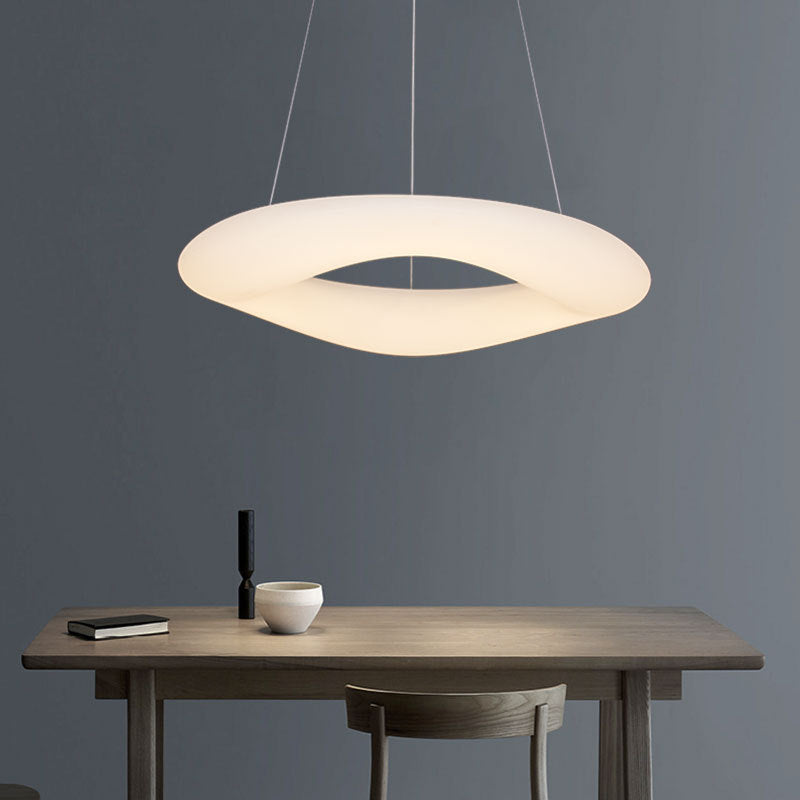 White Loop Hanging Light Fixture Minimalist LED Acrylic Suspension Lamp for Dining Room Clearhalo 'Ceiling Lights' 'Modern Pendants' 'Modern' 'Pendant Lights' 'Pendants' Lighting' 2593069