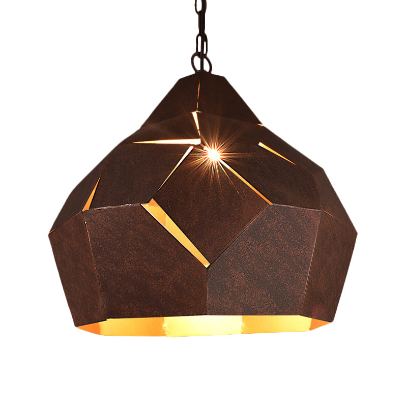 Wrought Iron Dome Hanging Ceiling Lamp Industrial Loft 1 Light Pendant Lamp in Rust for Restaurant Clearhalo 'Ceiling Lights' 'Glass shade' 'Glass' 'Industrial Pendants' 'Industrial' 'Middle Century Pendants' 'Pendant Lights' 'Pendants' 'Tiffany' Lighting' 259307