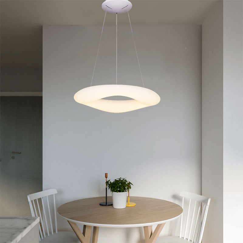 White Loop Hanging Light Fixture Minimalist LED Acrylic Suspension Lamp for Dining Room Clearhalo 'Ceiling Lights' 'Modern Pendants' 'Modern' 'Pendant Lights' 'Pendants' Lighting' 2593071