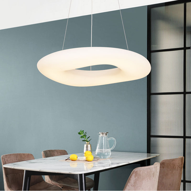 White Loop Hanging Light Fixture Minimalist LED Acrylic Suspension Lamp for Dining Room Clearhalo 'Ceiling Lights' 'Modern Pendants' 'Modern' 'Pendant Lights' 'Pendants' Lighting' 2593072