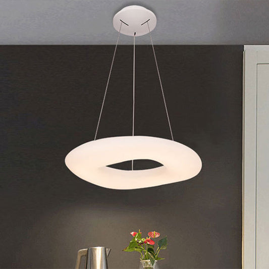 White Loop Hanging Light Fixture Minimalist LED Acrylic Suspension Lamp for Dining Room Clearhalo 'Ceiling Lights' 'Modern Pendants' 'Modern' 'Pendant Lights' 'Pendants' Lighting' 2593074