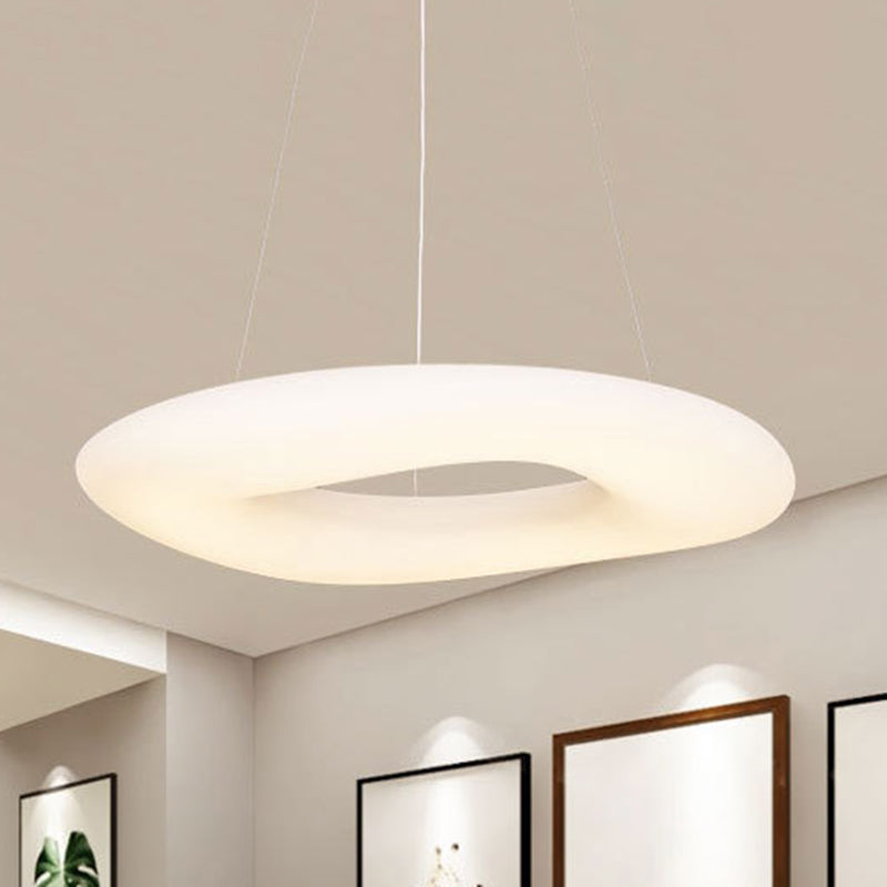 White Loop Hanging Light Fixture Minimalist LED Acrylic Suspension Lamp for Dining Room Clearhalo 'Ceiling Lights' 'Modern Pendants' 'Modern' 'Pendant Lights' 'Pendants' Lighting' 2593076