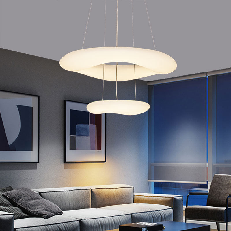 White Loop Hanging Light Fixture Minimalist LED Acrylic Suspension Lamp for Dining Room Clearhalo 'Ceiling Lights' 'Modern Pendants' 'Modern' 'Pendant Lights' 'Pendants' Lighting' 2593077
