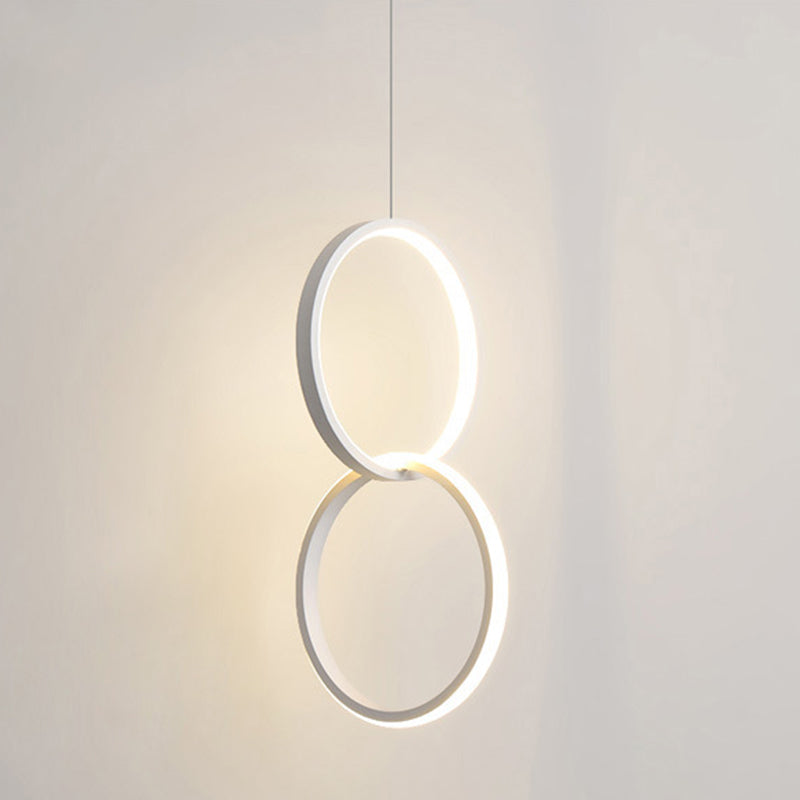 Simple Ring Shaped Hanging Lamp Kit Metal LED Bedside Suspension Pendant Light 2 White Clearhalo 'Ceiling Lights' 'Modern Pendants' 'Modern' 'Pendant Lights' 'Pendants' Lighting' 2593091