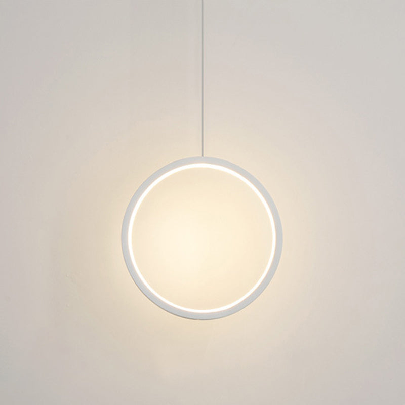 Simple Ring Shaped Hanging Lamp Kit Metal LED Bedside Suspension Pendant Light 1 White Clearhalo 'Ceiling Lights' 'Modern Pendants' 'Modern' 'Pendant Lights' 'Pendants' Lighting' 2593093